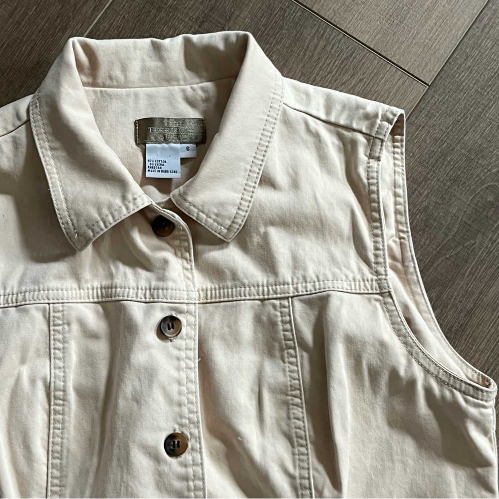 The Territory Ahead‎ Denim Sleeveless Dress Size 6 Beige Button Up Cotton Rugged - Picture 6 of 10